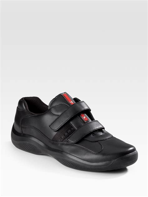 prada black strap sneakers|black prada sneakers men.